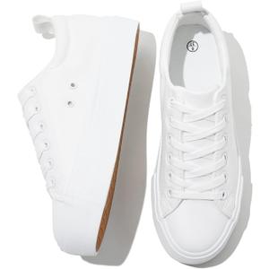 SERNIAL Women's White Platform Sneakers PU Leather Platform Shoes Walking Shoes for Women (L9 & R8)