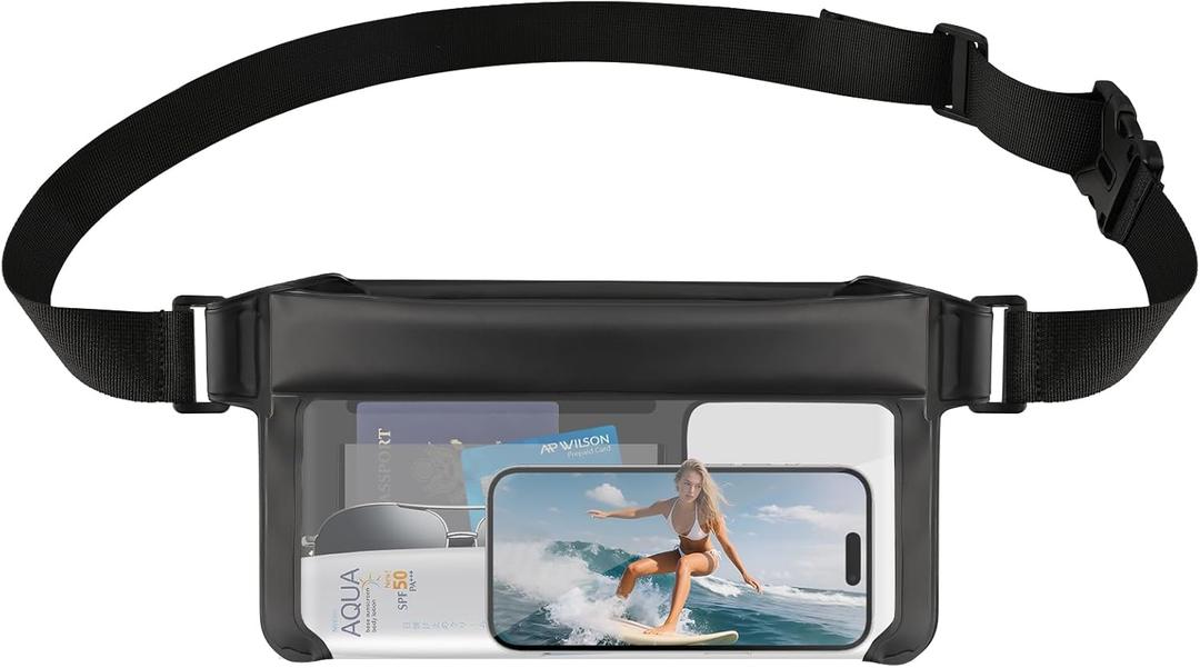 Waterproof Fanny Pack, Waterproof Pouch with Waist Strap for Phone Passport Purse, Floating Dry Bags for iPhone 16/15/14/13 Pro Max Galaxy S25 S24 and Pixel, Boating Surfing Kayaking Accessories