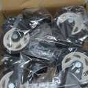 4 Inch Caster Wheels, Casters Set of 4, ASHGOOB Casters with Brake Heavy Duty 1400 Lbs, Industrial Locking Swivel Top Plate Castor Wheels for Workbench/Furniture/Cart.AB Switch, Double Pedal Brake