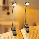 2 Pack 10 LED Rechargeable Book Light for Reading in Bed - Eye Caring 3 Color Temperatures, 3 Adjustable Brightness, Long Runtime Small Lightweight Clip On Book Reading Light for Studying (Black+Black)