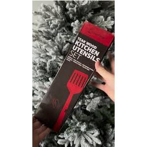 PriorityChef Premium Teak Wooden Spoons for Cooking, Non-Stick Safe and Heat Resistant 6pc Wooden Utensil Set with Hanging Hooks, Wood Cooking Utensils