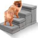 BOSQUE Dog Stairs for High Bed, Foldable Pet Stairs for Small Medium or Large Dogs Puppy with Storage for Bed or Couch, Cat Dog Steps Ramp with Zip up to 200 lbs