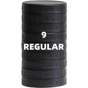Bedgeta 9 Black Plastic Regular Mouth Mason Jar Lids with Silicone Ring,Thickened Leak-proof Lids Fit Ball,Kerr and More, 70mm(Black)