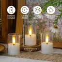 Yeelida 8pcs Battery Operated 1.7" x2.5" Clear Acrylic Remote LED Tea Lights, Flameless 2/4/6/8h Timer Fake Ivory Bulk Votive Candles with Batteries, Flickering Warm Light Pure Plastic Tealights