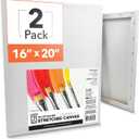 ArtSkills Stretched Canvas for Painting, 16x20 Canvases Painting Supplies for Artists, Blank Canvas Pack, 2-Pack