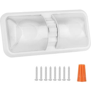 RV Interior Natural White 12V LED Ceiling Double Dome Light Fixture 1100 LM Frosted RV Interior Lighting for Bedroom, Living Room (4500K) (1 Count (Pack of 1))