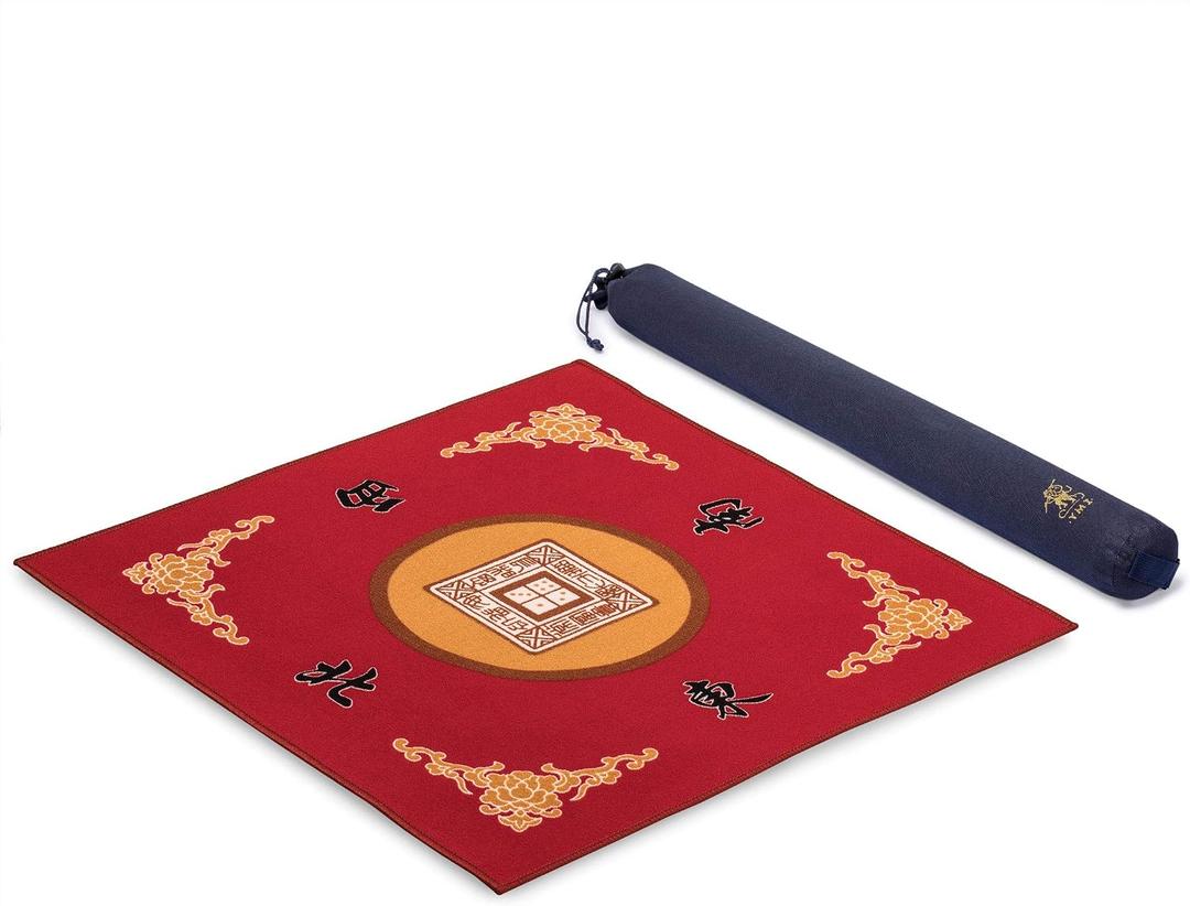 Yellow Mountain Imports Multi-Purpose Table Cover for Mahjong, Poker, Card Games, Board Games, Tile Games, and Dominoes - Vibrant Red, 31.1 Inches, Large