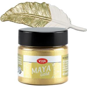 Viva Decor Maya Gold (Champagne) 1.52 Fl Oz - Shiny metallic acrylic paint for creative works on wood, glass, and porcelain. Impact-resistant, smudge-proof, and weatherproof for long-lasting results.