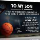 Inspirational Basketball Canvas Wall Art To My Son Inspiring Sports Motivational Quotes Painting Picture Wall Decor Poster Print Artwork for Boy Room Kid Room Bedroom Home Decoration,16"L x 12"W
