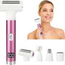 2025 Led Display Electric Razor,Beauty Women's Wet & Dry Electric Shaver, Painless 4 in 1 Painless Body Razors,Cordless 3-Blade Ladies Shaver for Legs, Arm, Underarms, Bikini (Purple)