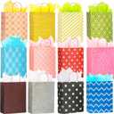 12 Pack 13" Large Kraft Paper Gift Bags Assortment with Tissue Paper & Handles, 12 Unique Solid & Geometric Pattern Designs for Birthdays, Anniversary, Father's Day, Holidays and Other Occasions