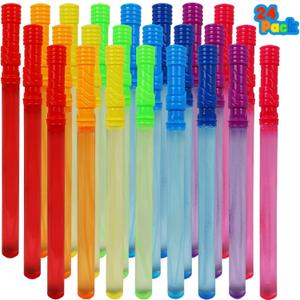 MorTime 24 Pack Bubble Wands for Kids, 8 Colors Bubbles Stick Bulk, 14.6" Easter Party Favor Summer Toy for Children
