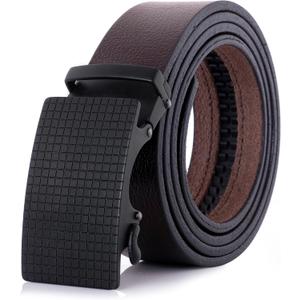 TRUSADOR Men's Ferrara Ratchet Belt Fully Adjustable No Holes Leather Belt (Black)