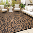 Pendolr Outdoor Rugs for Patio Clearance - 5'x8' Waterproof Reversible Indoor Outdoor Rug Carpet, Portable Plastic Straw Rug for RV Camping, Picnic, Beach, Porch, Deck (Rug001#,Black&Brown)
