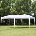 10'x20' Ez Pop Up Canopy Tent Commercial Instant Portable Folding Market Shelter Ez-up Canopies Outdoor White Gazebo with 4 SandBags, 6 Stake&Rope