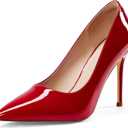 Elisabet Tang Women's High Heels Pumps Closed Pointed Toe Stiletto 4inch Heels Classic Office Special Dressy Wedding Pump Shoes (11, Red)