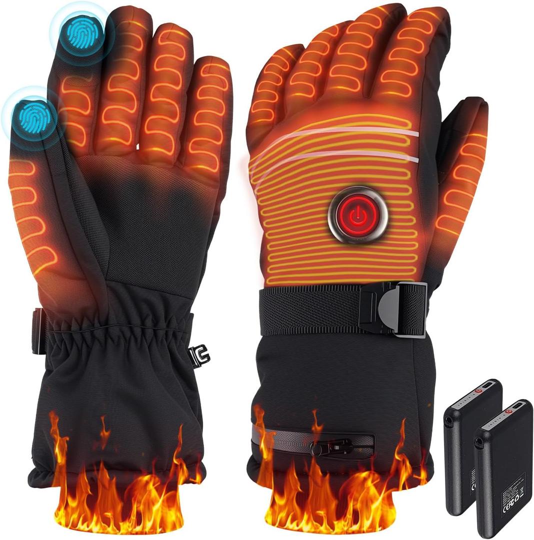 Heated Gloves for Men Women, Rechargeable Battery Heated Gloves with Touchscreen for Hunting Camping Skiing (Large)