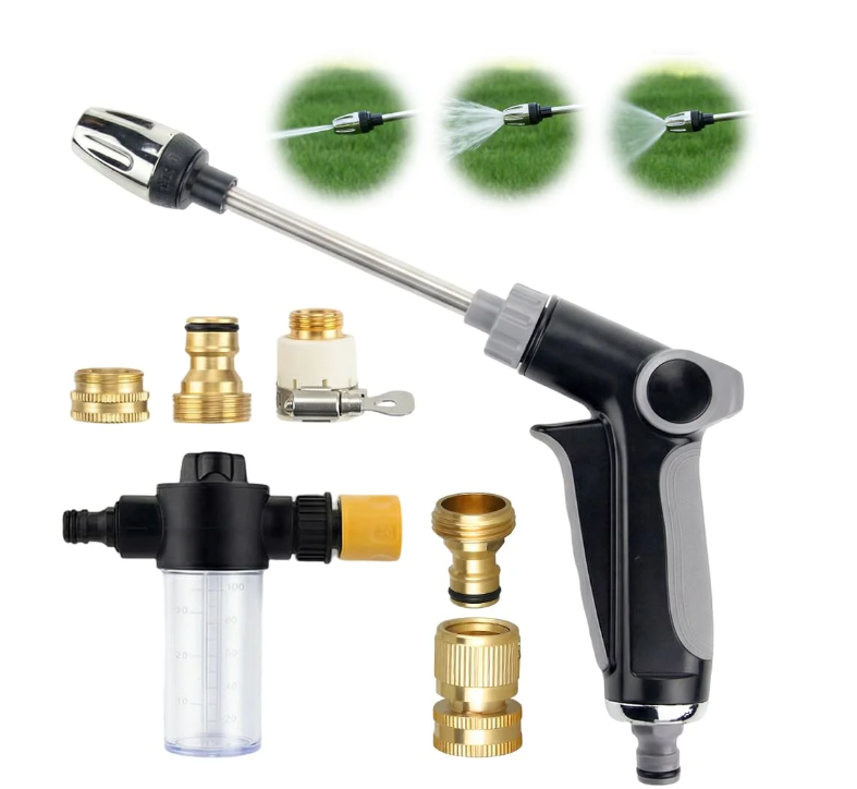Turn Any Hose into a High Pressure Water Cleaning Jet, 2026 New Heavy Duty Garden Hose Nozzle, Multi Function Lawn & Garden Watering Sprayer, Spray Nozzles for Cleaning Yard Pets Car