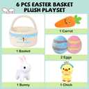 6 Pcs My First Easter Basket Plush Playset, Baby Easter Baskets for Kids Already Filled with Bunny Chick Egg Carrot, Easter Toys & Gifts for Baby Toddler Kids Boys & Girls