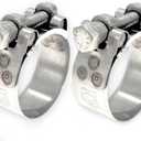 TT Heavy Duty Hose Clamps, 304 Stainless Steel T-Bolt Clamp, Adjustable Range 56-59 mm, Solid T-nuts and Wide Band for 2.25 Exhaust Clamp (2.2-2.32 inch, 2 pack)