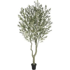Nafresh Tall Faux Olive Tree，10ft（120in） Realistic Potted Silk Artificial Olive Tree， Fake Olive Trees Indoor with Green Leaves and Big Fruits for Home Office Living Room Stairs Patio Decor.