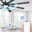 72 Inch Ceiling Fan With Light,Industrial Ceiling Fan With 8 Aluminium Metal Blades,Smart Fan Work with Alexa,Garage Indoor Fan For Living Room and Patio,CF04BK-72