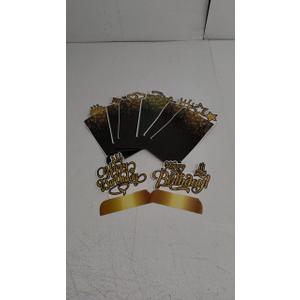 8 PCs Gold And Black Happy Birthday Table Accessories