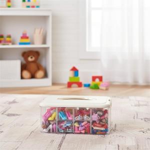 DreamTribe Stackable Classified Multipurpose Portable Organizer- 1-Layer Clear Organizer with Adjustable Compartments for Doll Clothes&Tiny Toys,Stationery, Art Craft,Hair Accessories