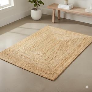 Woven Braided Jute Rug 36x59 In Natural Handwoven Reversible Braided Rectangle Area Rugs