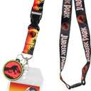 Jurassic Park Logo Lanyard Keychain ID Holder Logo Rubber Charm and Sticker