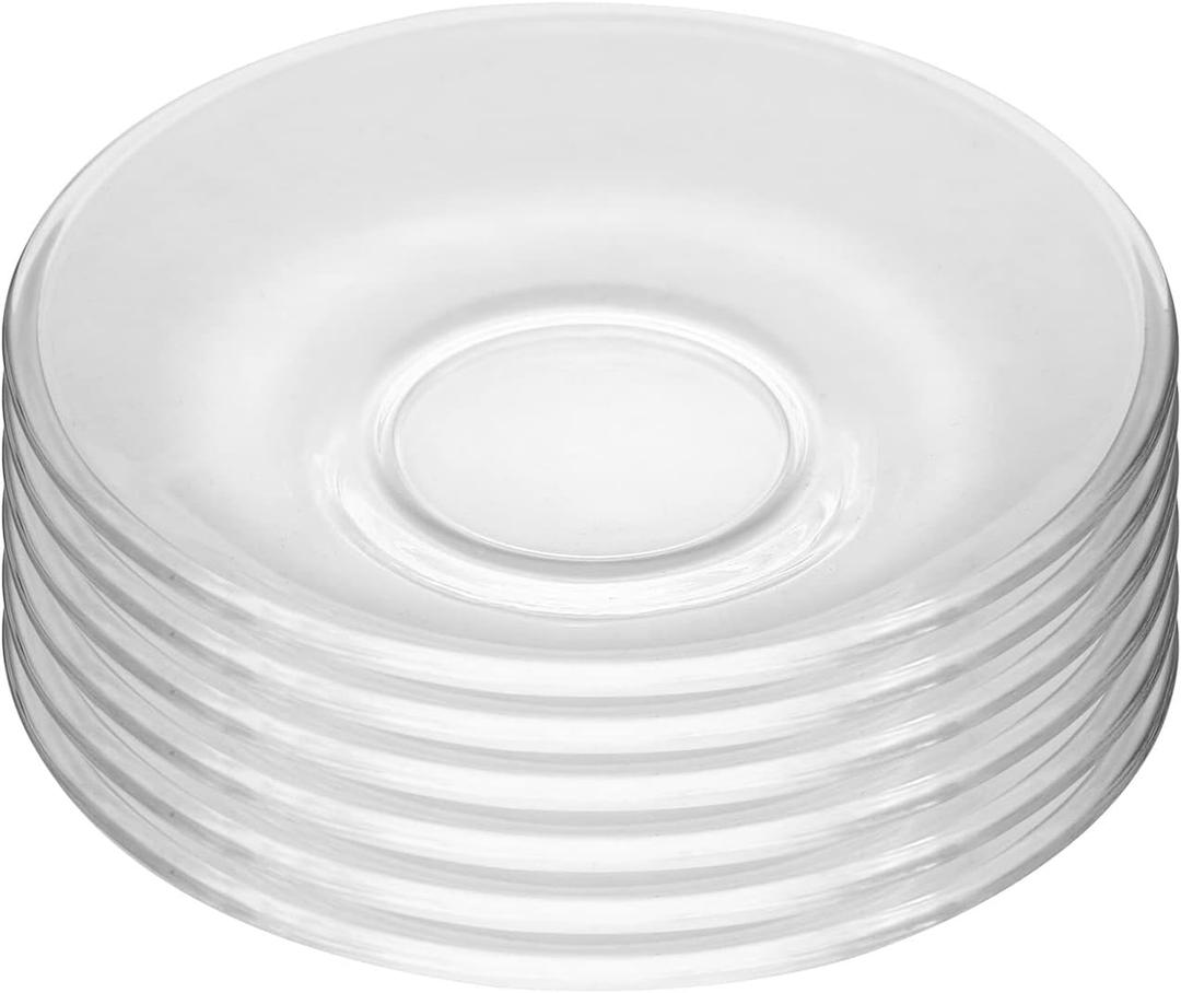WHJY 6 pcs Clear Glass Plates, 4 inch Glass Plate Set, Small Dessert Plates Tea Plates Bulk