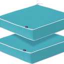 PNP FKJP 2 Pack Outdoor Chair Cushion 20" X 20" X 4", Waterproof Outdoor Seat Cushions with Non-Skid Ties, Aqua Blue (Cushion + Cover)