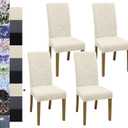 Dining Chair Covers, Jacquard Stretch Kitchen Chair Covers, Dining Room Chair Cover Set of 4, Detachable Washable Chair Covers, Chair Slipcovers, for Home, Restaurant, Banquet (Ginkgo, Cream)