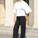 Bamans Dress Pants Women Bootcut Flare Leggings High Waisted Work Business Office Trousers Yoga Slacks with Pockets (Large, Black)