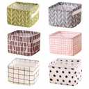 Foldable Storage Basket - Set of 6 Small Collapsible Canvas Containers Organizers with Handle for Home Decor or Storing Toys, Keys, Sundries, Little Crafts. (Style C)