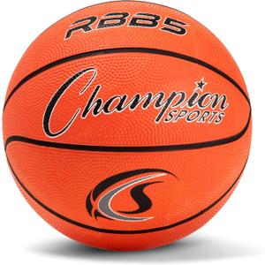 Champion Sports Rubber Basketballs  Durable Indoor & Outdoor Training & Recreational Game Balls, Multiple Sizes & Colors (Orange)