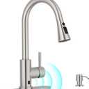 APPASO Touchless Kitchen Faucet, Motion Sensor Kitchen Sink Faucet with Pull Down ABS Sprayer 3 Modes, Activated Hands Free Faucets for Kitchen Sink with Soap Dispenser Stainless Steel, Brushed Nickel