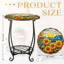 Cinnvoice Outdoor Side Table Round Small Mosaic Patio Accent Indoor End Plant Coffee Tea Table for Yard Patio Porch Garden Living Room, Bedroom(Sunflower Style,14 Inch)
