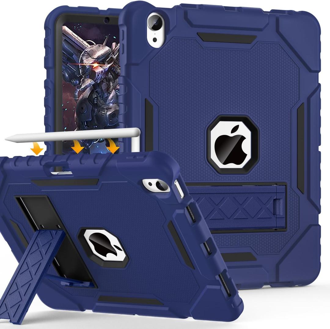 Grifobes Case for iPad Air 11-inch (M4/M3/M2) 2026/2025/2024, for iPad Air 5th/4th Generation 2022/2020 10.9", Heavy Duty Rugged Cover with Stand/Pencil Holder for i Pad Air 5 4 Gen(Navy Blue)