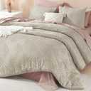 Litanika Oatmeal Oversized King Size Comforter, 3 Pieces Tufted Boho Farmhouse Bedding Comforter Sets, Lightweight Fluffy Bed Set for All Season (120x98In Comforter and 2 Pillowcases),  02-oatmeal