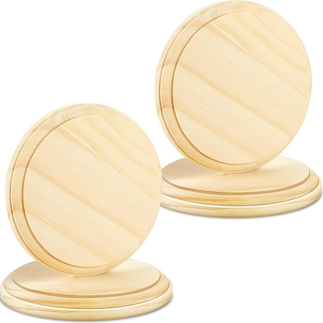 Jetec 4 Pieces Wooden Round Plaque Unfinished Natural Wood Circles for Crafts DIY Coaster Base Painting Projects Gifts Home Decor(5 Inch)