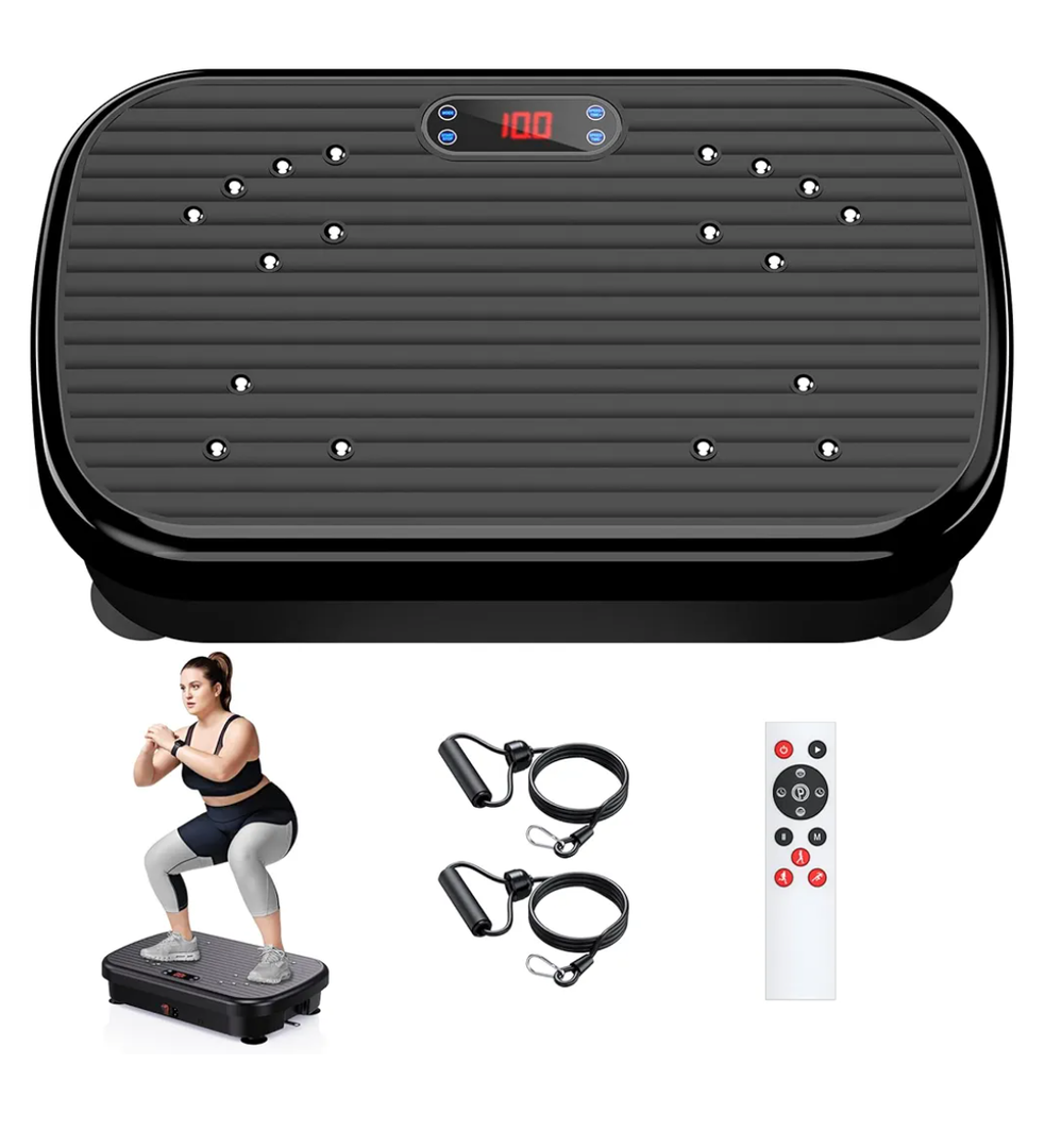 Vibration Plate Exercise Machine Weight Loss, Whole Body Vibration Plate for Lymphatic Drainage, 180 Adjustable Speeds Vibrating Plate Fitness Platform for Women Men