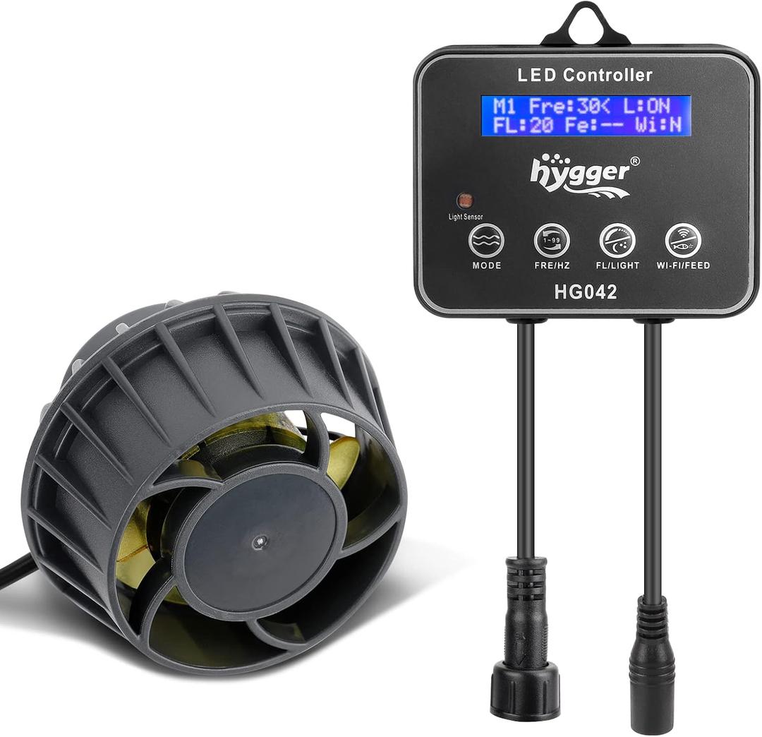 Hygger 3400 GPH Aquarium Inverter Wavemaker Pump with LED Controller, DC 24V 18W Ultra-quiet Submersible Power Head with Magnetic Base, Circulation Pump for 75-200 Gal Freshwater Saltwater Tank