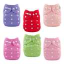 ALVABABY Baby Cloth Diaper 6 Pack with 12 Inserts One Size Cloth Diaper Covers Adjustable Washable Reusable for Baby Girls and Boys (Pure Color88)