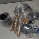 Umite Chef Kitchen Cooking Utensils Set, 33 pcs Non-stick Silicone Spatula Set with Holder, Woodle Handle Heat Resistant Gadgets Utensil (Gray)