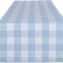 DII Buffalo Check Collection, Classic Farmhouse Table Runner, 14x108, Light Blue & White