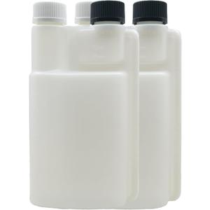 2-PACK of 16oz HDPE Portable Plastic Flask | 1 oz Shot Glass Chamber Dispenser for Bars and Mixologists | TWO Portable Beverage Dispenser | Child Safety Caps | Recyclable HDPE Plastic