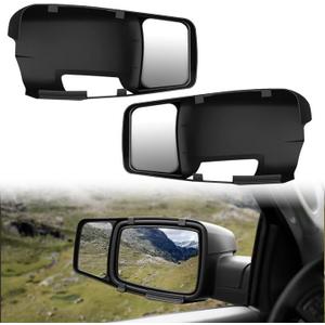 HAKA TOUGH Clip On Towing Mirror Extensions and Antenna Base Cover Kit for 2009-2018 Dodge Ram 1500 2500 3500, Snap & Zap Side Rearview Mirror Extend Cover, Antenna Ornament Adapter Mount Accessories