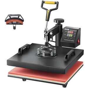 VEVOR 2 in 1 Heat Press Machine for T Shirts and Hats, 15x15 Inch Professional Swing Away Digital Tshirt Press Machine for Sublimation, Vinyl, Heat Transfer Projects