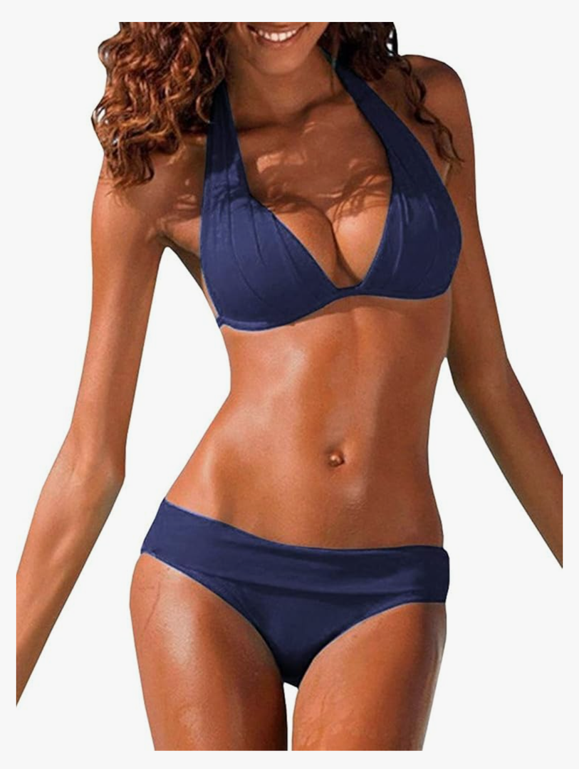 Womens Halter Padded Top Push up Bikini Set Two Piece Bathing Suit Medium